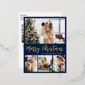 Elegant Gold Foil Script Collage Holiday Briefkaar Folie Feestdagen Briefkaart (Voorkant / Achterkant)