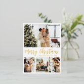 Elegant Gold Foil Script Collage Holiday Briefkaar Folie Feestdagen Briefkaart (Staand Voorkant)