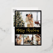 Elegant Gold Foil Script Collage Holiday Briefkaar Folie Feestdagen Briefkaart (Voorkant / Achterkant)