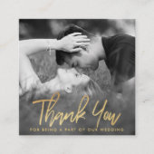 Elegant Gold Foil Script Foto bedankt Informatiekaartje (Voorkant)