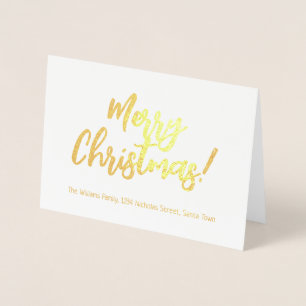 Elegant Gold Foil Script Merry Kerstry Folie Kaarten