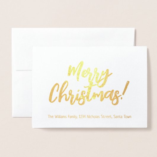 Elegant Gold Foil Script Merry Kerstry Folie Kaarten (Voorkant met envelop)