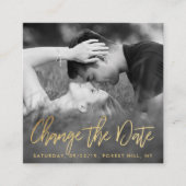 Elegant Gold Foil Script Photo Change the Date Informatiekaartje (Voorkant)
