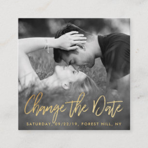 Elegant Gold Foil Script Photo Change the Date Informatiekaartje