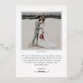 Elegant Gold Foil Script Simple 2-Photo Wedding Folie Uitnodiging (Achterkant)