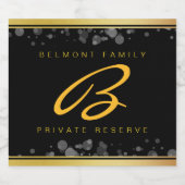 Elegant Gold Foil Silver Confetti op zwart Sparkling Wijnetiket (Enkel label)