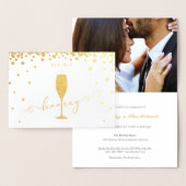 Elegant Gold Foil Sip Sip Hooray Engagement Party Folie Kaarten (Display)