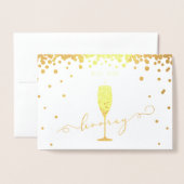 Elegant Gold Foil Sip Sip Hooray Engagement Party Folie Kaarten (Voorkant met envelop)