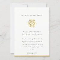 Elegant Gold Foil Snowflake Sympathie Memorial