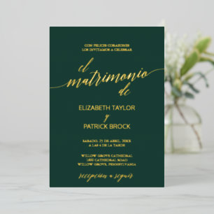Elegant Gold Foil   Spaans maraginghuwelijk (Emera Folie Uitnodiging