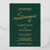 Elegant Gold Foil | Spaans maraginghuwelijk (Emera Folie Uitnodiging (Voorkant)