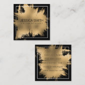 Elegant Gold Foil Splatter | Metaalgloss Vierkante Visitekaartje (Voorkant / Achterkant)