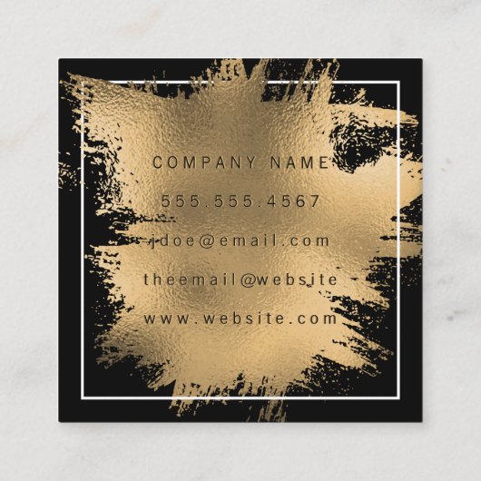 Elegant Gold Foil Splatter | Metaalgloss Vierkante Visitekaartje (Achterkant)