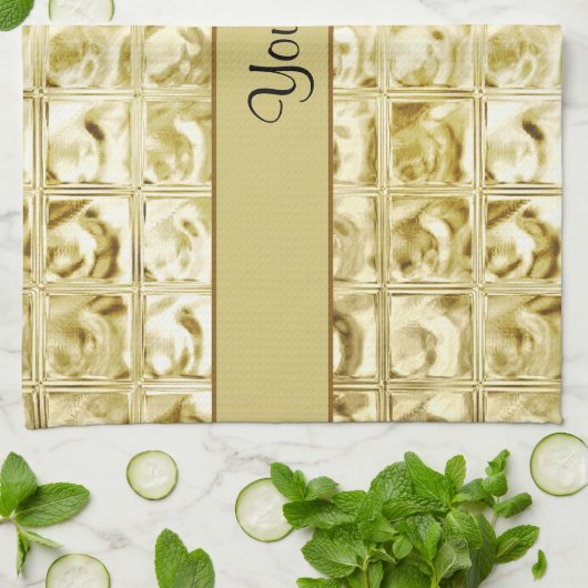 Elegant Gold Foil Squares Theedoek (Gevouwen)