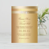 Elegant Gold Foil Starfish Wedding Invitting Kaart (Staand voorkant)