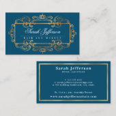 Elegant Gold Foil Swirls Luxurous  Blauwgroen Visitekaartje (Voorkant / Achterkant)