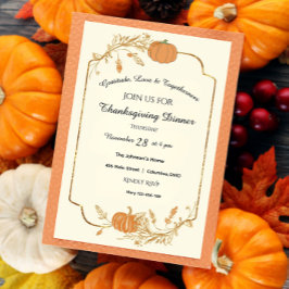 Elegant Gold Foil Thanksgiving Uitnodiging