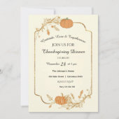 Elegant Gold Foil Thanksgiving Uitnodiging (Voorkant)