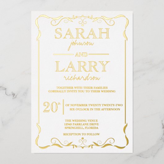 Elegant Gold Foil - Traditional Weddenation Folie Uitnodiging (Voorkant)
