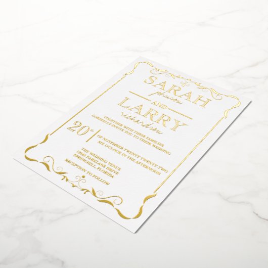 Elegant Gold Foil - Traditional Weddenation Folie Uitnodiging (Gedraaid)