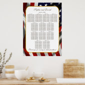 Elegant Gold Foil USA Flag Wedding Seding Chart Poster (Keuken)