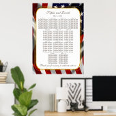 Elegant Gold Foil USA Flag Wedding Seding Chart Poster (Thuiskantoor)
