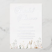 Elegant Gold Foil Vrijgezellenfeest met Wildflower Folie Uitnodiging (Voorkant)