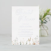 Elegant Gold Foil Vrijgezellenfeest met Wildflower Folie Uitnodiging (Staand Voorkant)