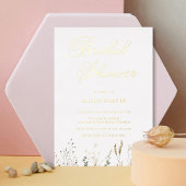Elegant Gold Foil Vrijgezellenfeest met Wildflower Folie Uitnodiging
