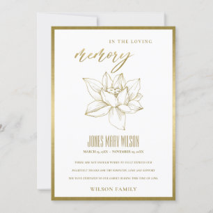 ELEGANT GOLD FOIL WATER LILY SYMPATHTHIE MEMORIAL BEDANKKAART