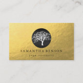 Elegant Gold Foil Waterverf Tree Yoga Meditation Visitekaartje (Voorkant)