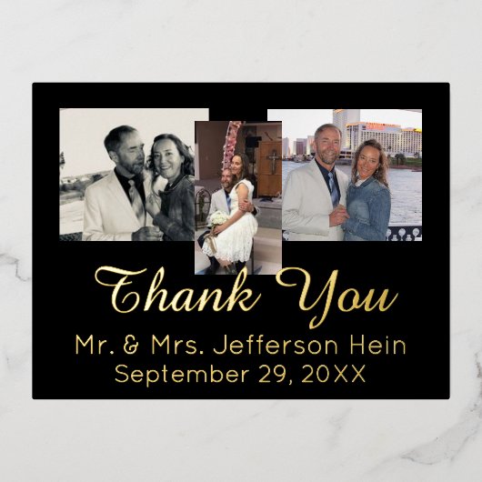 Elegant Gold Foil Weddenschap Hartelijk dank Folie Feestdagen Briefkaart (Voorkant)