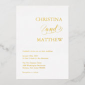 Elegant GOLD FOIL WEDDING Invitation Folie Invitat Folie Uitnodiging (Voorkant)