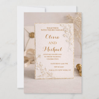 Elegant Gold Foil Wedding Invitation Kaart
