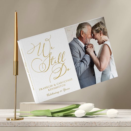 Elegant Gold Foil Wedding Jubileum Vow Renewal Gastenboek