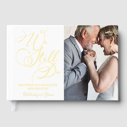 Elegant Gold Foil Wedding Jubileum Vow Renewal Gastenboek (Voorkant)