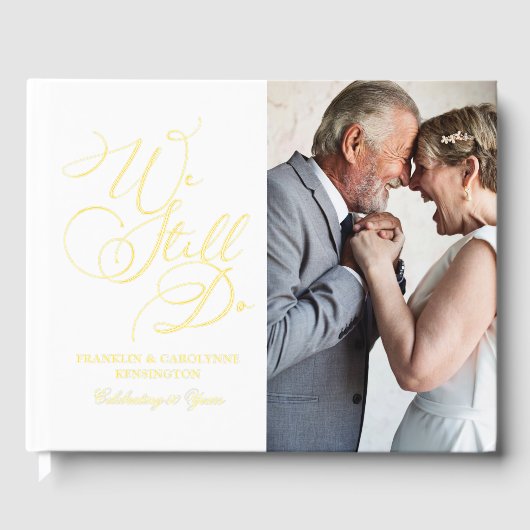 Elegant Gold Foil Wedding Jubileum Vow Renewal Gastenboek (Voorkant)