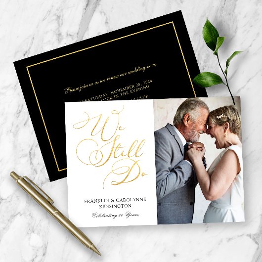Elegant Gold Foil Wedding Jubileum Vow Renewal Kaart