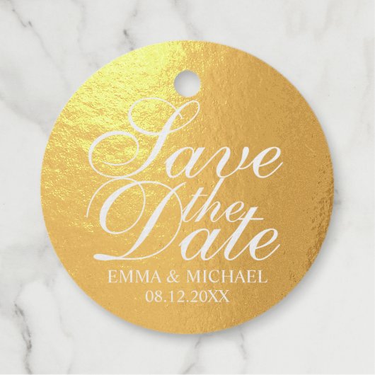 Elegant Gold Foil Wedding Save the Date Bedankjes Labels (Voorkant)