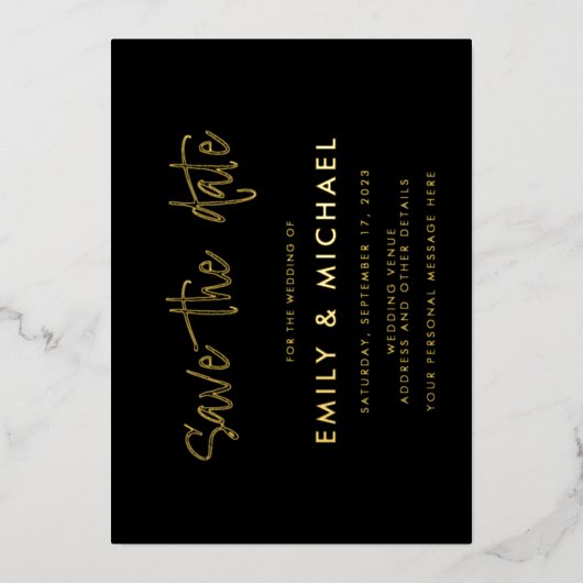 Elegant Gold Foil Wedding Save the Date Folie Uitnodiging (Voorkant)