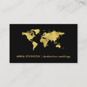 Elegant Gold Foil Wereldkaart Global Travel Agent Visitekaartje (Voorkant)