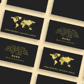 Elegant Gold Foil Wereldkaart Global Travel Agent Visitekaartje
