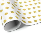 Elegant Gold Foil White Small Polka Dots Patroon Cadeaupapier (Rol Hoek)