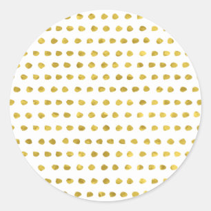 Elegant Gold Foil White Small Polka Dots Patroon Ronde Sticker