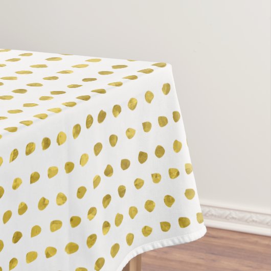 Elegant Gold Foil White Small Polka Dots Patroon Tafelkleed (Voorbeeld)