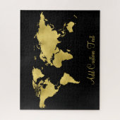 Elegant Gold Foil World Earth Map Voeg aangepaste Legpuzzel (Verticaal)