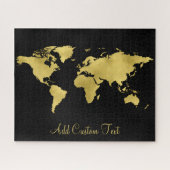 Elegant Gold Foil World Earth Map Voeg aangepaste Legpuzzel (Horizontaal)