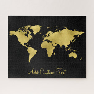 Elegant Gold Foil World Earth Map Voeg aangepaste  Legpuzzel