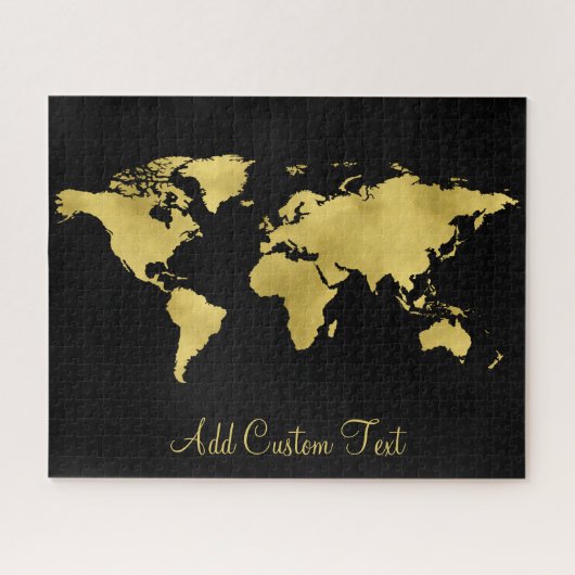 Elegant Gold Foil World Earth Map Voeg aangepaste Legpuzzel (Horizontaal)