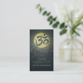 Elegant Gold Foil Yoga Mandala Floral & Om Symbol Visitekaartje (Staand voorkant)
